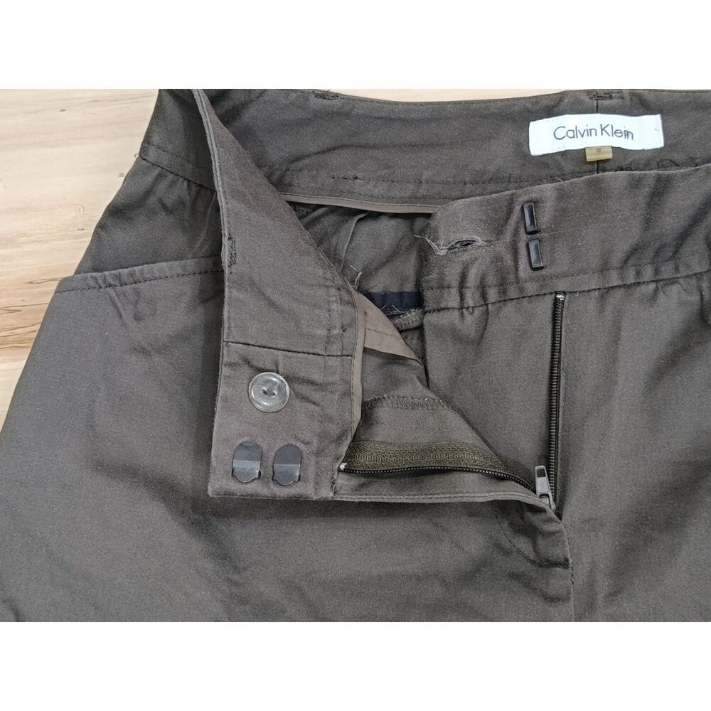 Calvin Klein Women Pants Size 2 Olive Army Green Stretch Mid Rise Casual Trouser - Picture 6 of 13